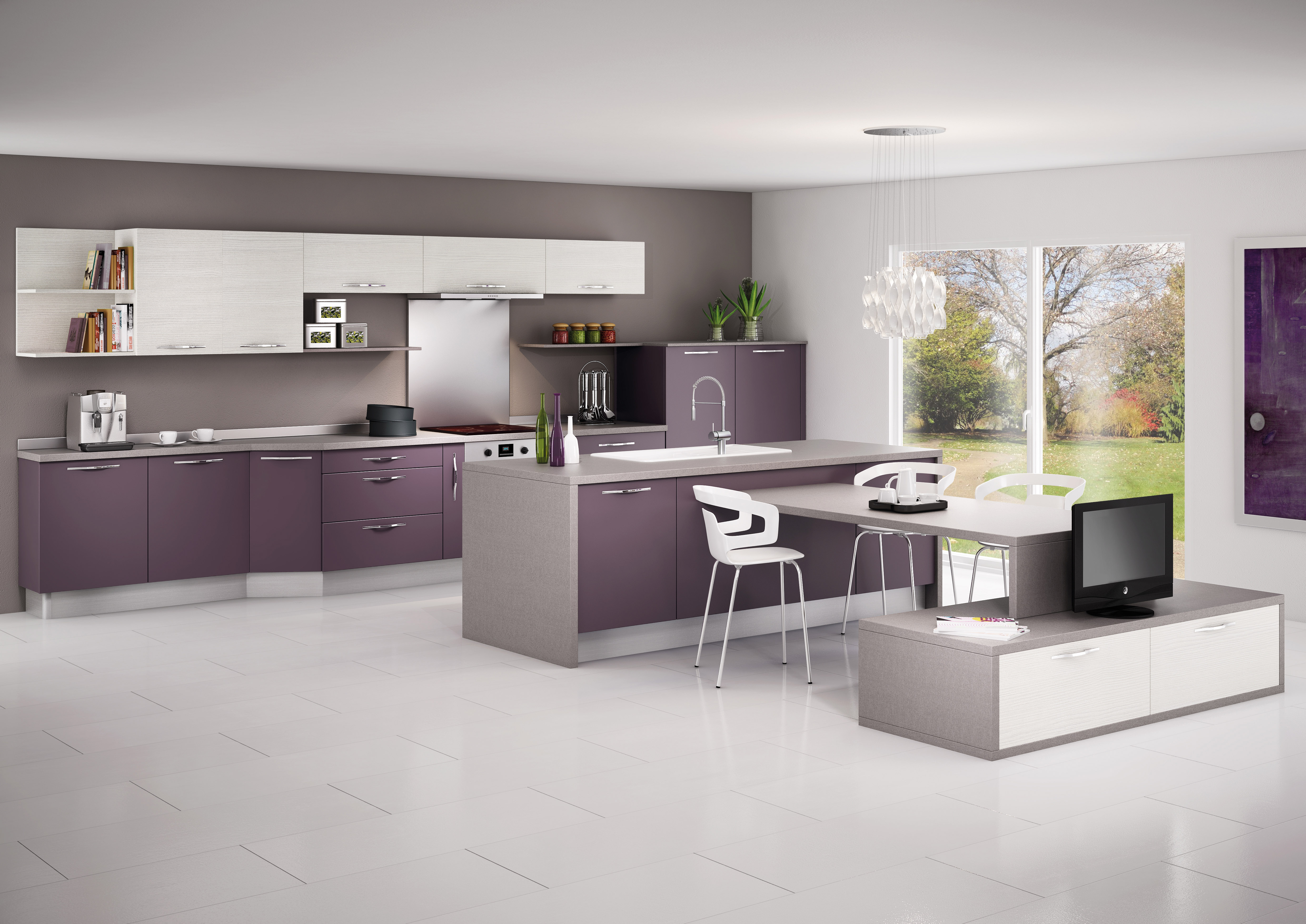 Salon noir blanc violet: deco salon gris canape. rafraichir ...